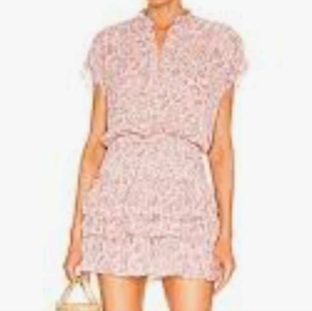 Skylar + Madison Pink and White Polo Collar Mini Dress